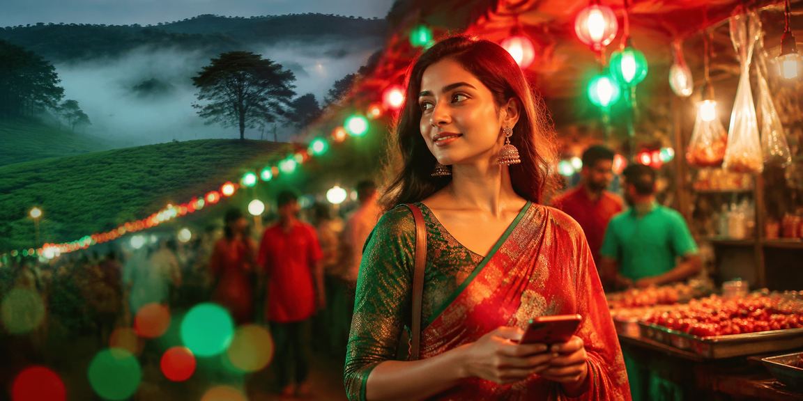 সিলেটে মোবাইল পেমেন্ট লাল-সবুজ থিমের চিত্র